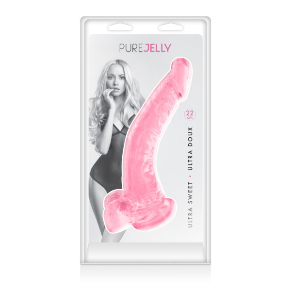 Gode jelly courbe rose ventouse taille XL 22cm 